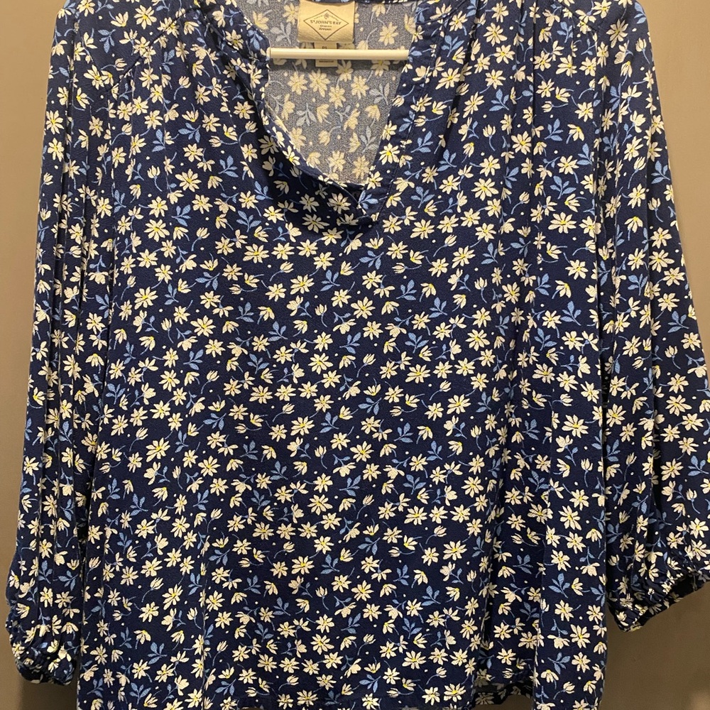 St. John's Bay Navy Floral Blouse
